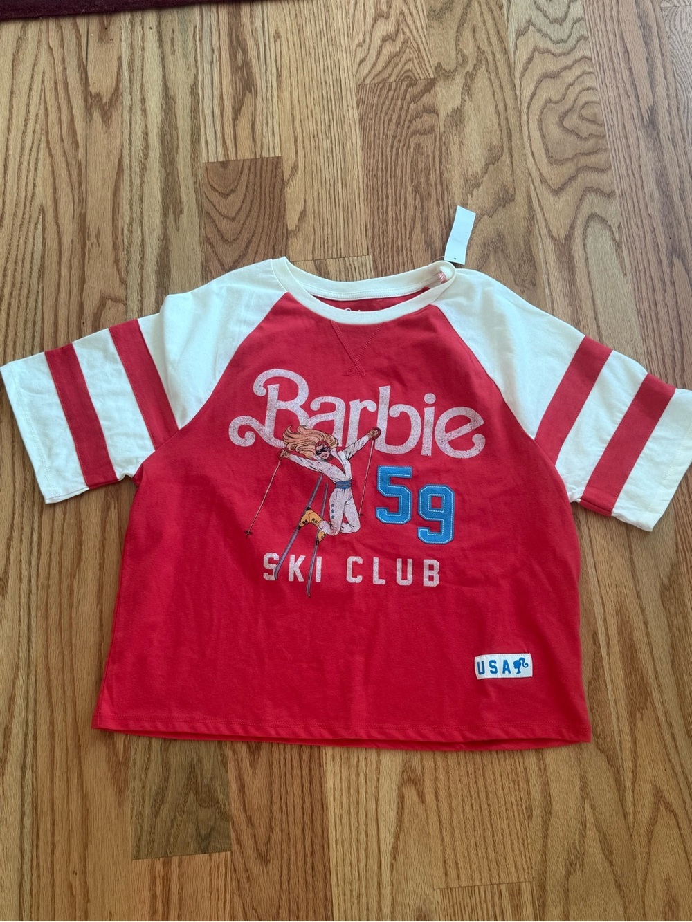 Barbie Red and White Ski Club Raglan Tee